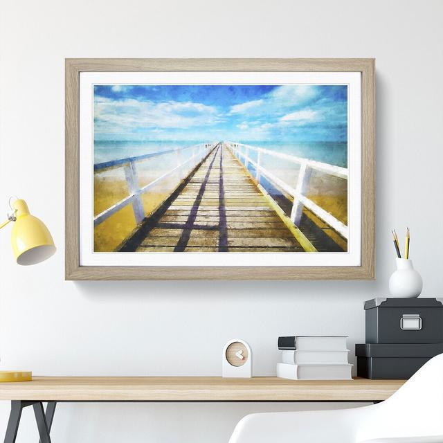 Pier Leading to the Ocean - Picture Frame Graphic Art Print East Urban Home Format: Oak, Size: 33cm H x 45cm W x 2cm D on Productcaster.