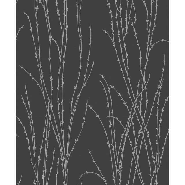 Caleel 10m x 53cm Satin Paste the Wall Wallpaper Roll 17 Stories Colour: Black on Productcaster.