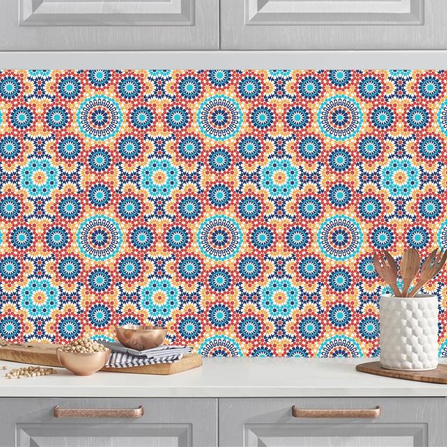 Walla Oriental Pattern with Colorful Flowers 300cm PVC Tile in Blue/Red Latitude Vive on Productcaster.