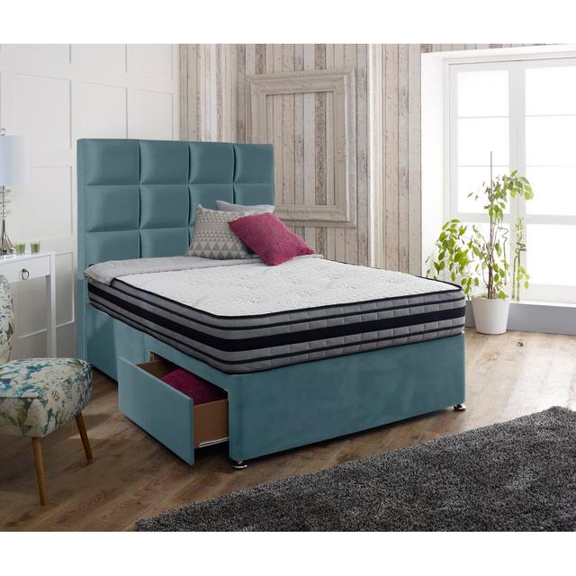 Chiara Divan Bed and Headboard Fairmont Park Colour: Sky Blue, Storage Type: No Drawers, Size: Single (3') on Productcaster.