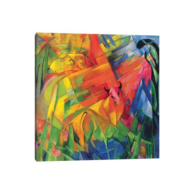 Animals in a Landscape, 1914 by Franz Marc - Wrapped Canvas Painting Metro Lane Size: 93.98cm H x 93.98cm W x 3.81cm D on Productcaster.