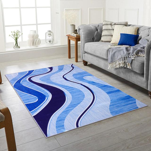 Bywoods Abstract Machine Woven Navy Area Rug Metro Lane Rug Size: Rectangle 160 x 230cm on Productcaster.