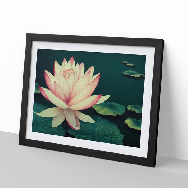 Victorious Lotus Flower - Picture Frame Graphic Art Marlow Home Co. Frame Colour: Black, Size: 25cm H x 34cm W x 2cm D on Productcaster.