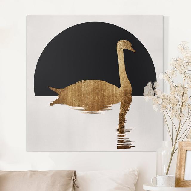 Leinwandbild Swan in Gold Sommerallee Größe: 30 cm H x 30 cm B, Rahmen-Option: Sahne, Format: 330 g/m² recycelte Canvas on Productcaster.