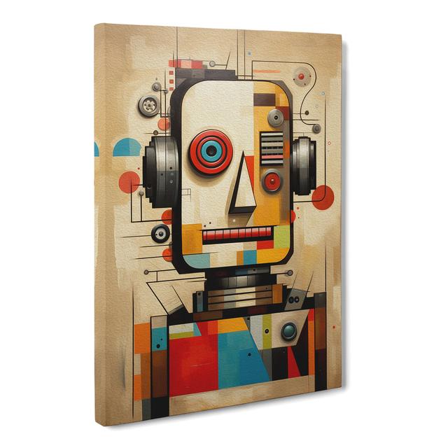 Robot Geometric Art Happy Larry Size: 50cm H x 35cm W x 3cm D on Productcaster.