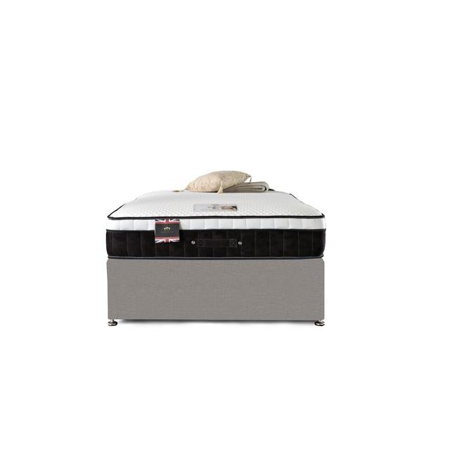 Aspelare Memory Foam Divan Bed Fairmont Park Colour: Silver Linen, Storage Type: 2 Drawers, Size: Kingsize on Productcaster.