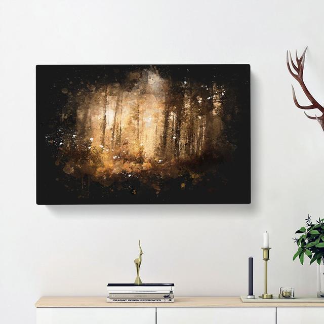 Forest In An Orange Glow Paint Splash - Wrapped Canvas Print East Urban Home Size: 40cm H x 60cm W x 3cm D on Productcaster.