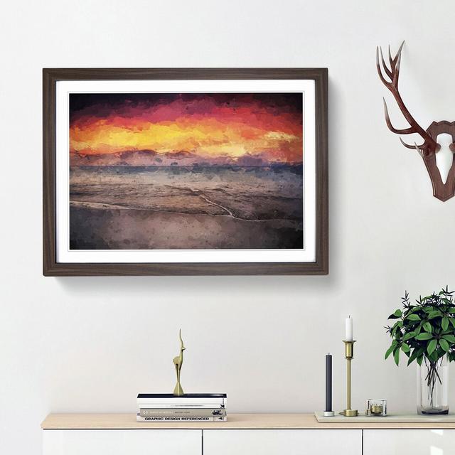 Spanish Beach at Sunset in Abstract - Picture Frame Graphic Art Print on MDF East Urban Home Size: 48cm H x 65cm W x 2cm D, Frame Option: Walnut Frame on Productcaster.