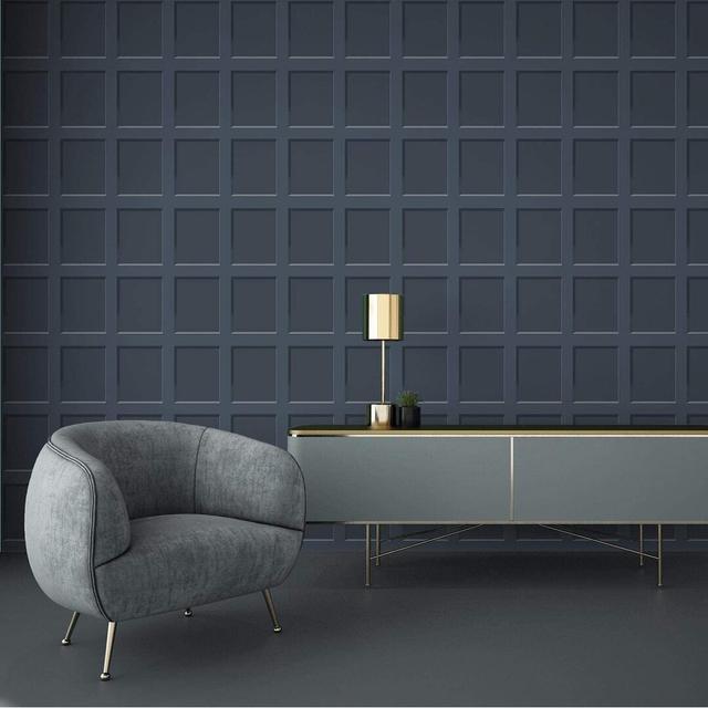 Houston 10.05m x 53cm Matte Wallpaper Roll Marlow Home Co. Colour: Charcoal on Productcaster.