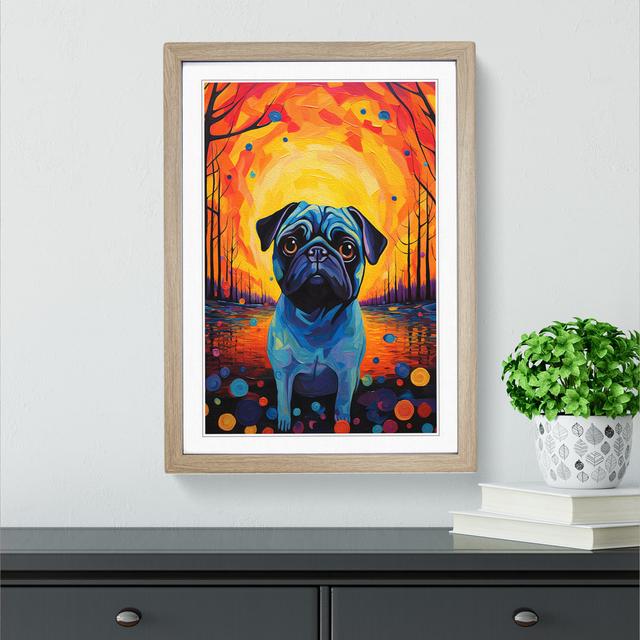 Pug Expressionism No.2 - Single Picture Frame Print on Wood Marlow Home Co. Format: Oak, Size: 34" H x 25" W x 2" D on Productcaster.