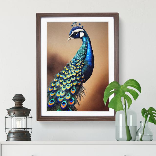 View Of A Peacock No.1 17 Stories Format: Walnut Framed, Size: 66cm H x 48cm W, Matte Colour: White on Productcaster.