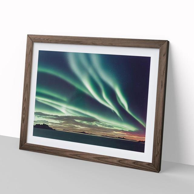 Showstopping Northern Lights - Picture Frame Graphic Art 17 Stories Size: 34cm H x 46cm W x 2cm D, Frame Colour: Walnut on Productcaster.