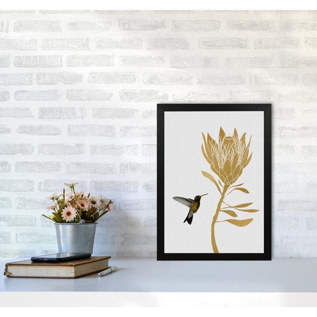 Hummingbird & Flower I - Print East Urban Home Format: Black Grain Frame, Size: 42 cm H x 30 cm W x 5 cm D on Productcaster.