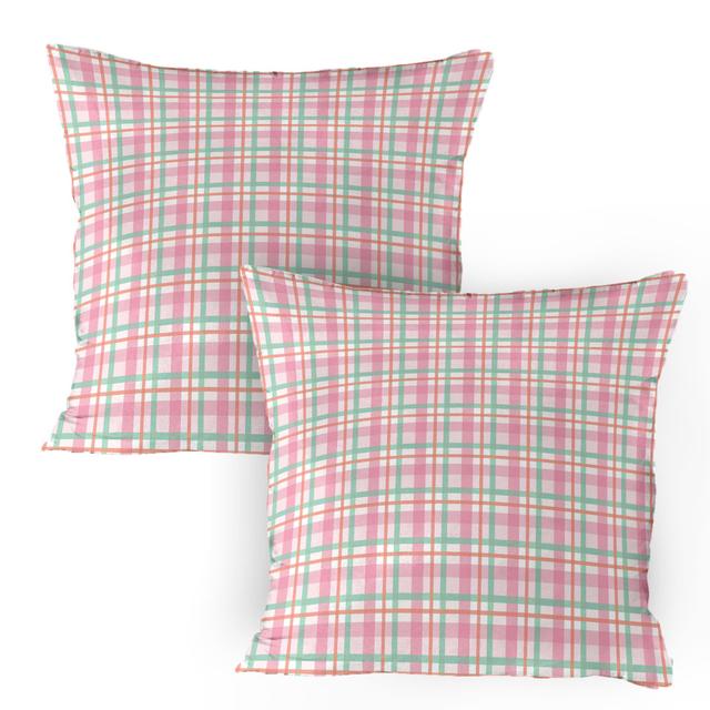 Kissenbezug Packung mit 2, Pastellfarbe Checkered, Mint Salmon Pale Pink (Set of 2) East Urban Home on Productcaster.