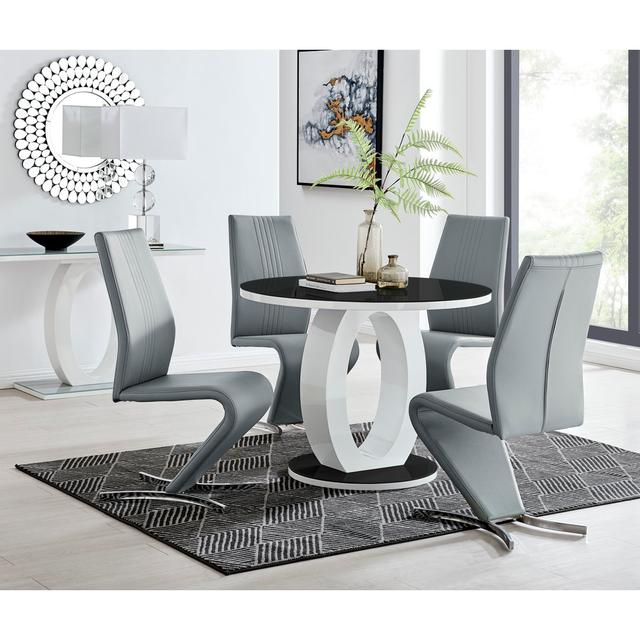 Scottsmoor Modern Halo Seat Round Dining Table Set - 4 Luxury Modern Dining Chairs Canora Grey Colour (Chair): Grey, Table Size: 75Cm H x 100Cm W x 10 on Productcaster.