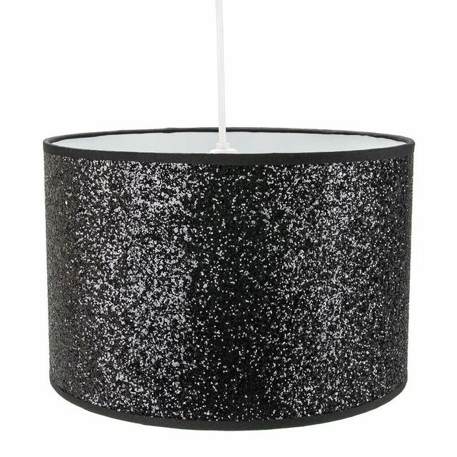 Modern and Designer Bright Glitter Fabric Pendant/Lamp Shade Fairmont Park Size: 18cm H x 25cm W x 25cm D, Colour: Black on Productcaster.