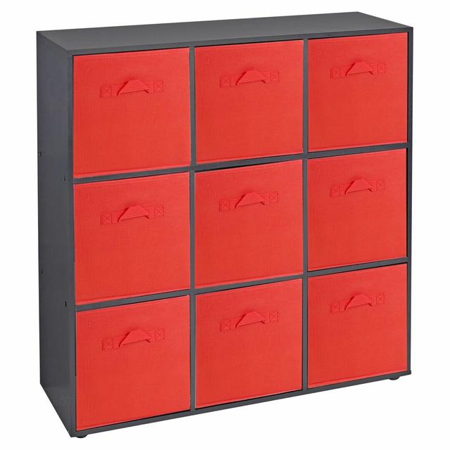 Milanna Bookcase 17 Stories Colour (Body/Front): Black/Red on Productcaster.