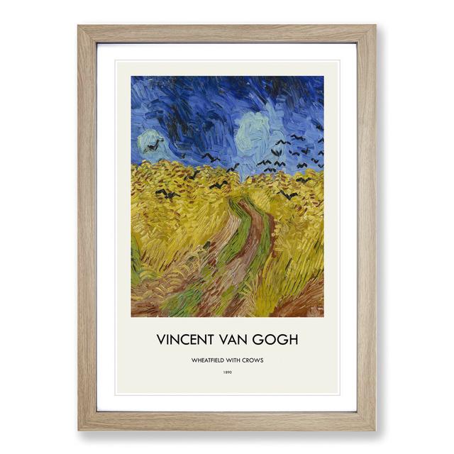 Wheatfield with Crows by Vincent Van Gogh - Picture Frame Art Prints East Urban Home Frame Option: Oak Framed, Size: 48cm H x 36cm W x 2cm D on Productcaster.