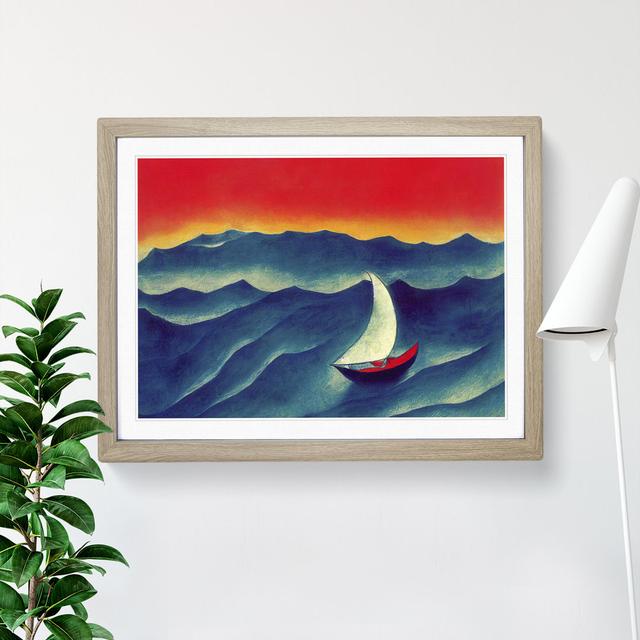 Sailing Boat Abstract - Single Picture Frame Painting Breakwater Bay Size: 25cm H x 34cm W x 2cm D, Frame Colour: Oak on Productcaster.