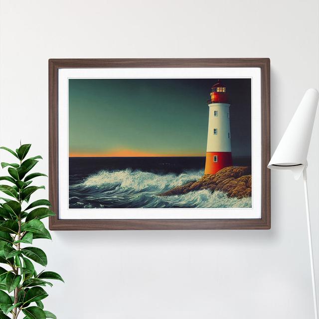 Gentle Lighthouse - Single Picture Frame Print Breakwater Bay Frame Colour: Walnut Framed, Size: 34cm H x 46cm W x 2cm D on Productcaster.