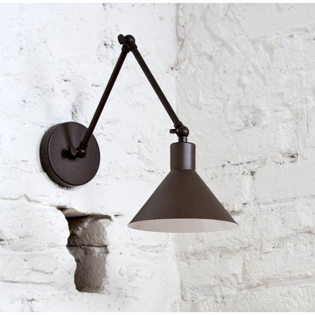 Quade Swing Arm Lamp George Oliver Shade Colour: Oxide Brown on Productcaster.