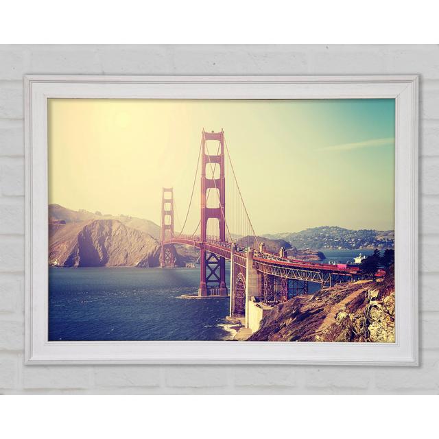 Golden Gate Bridge Retro - Single Picture Frame Art Prints Highland Dunes Size: 29.7cm H x 42cm W x 1.5cm D on Productcaster.