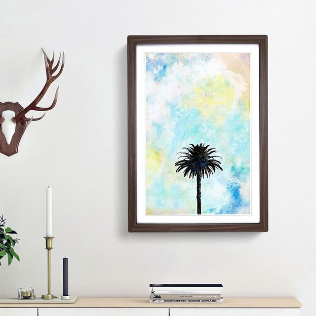 Palm Tree in California in Abstract - Picture Frame Painting Print on MDF East Urban Home Frame Option: Walnut Framed, Size: 48cm H x 36cm W x 2cm D on Productcaster.