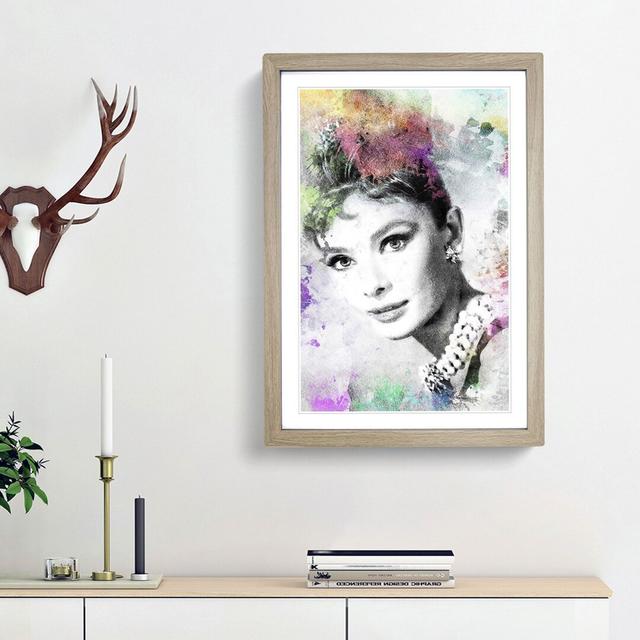 Audrey Hepburn Abstract Art - Picture Frame Painting Print on Paper East Urban Home Frame Option: Oak Framed, Size: 63cm H x 45cm W x 2cm D on Productcaster.