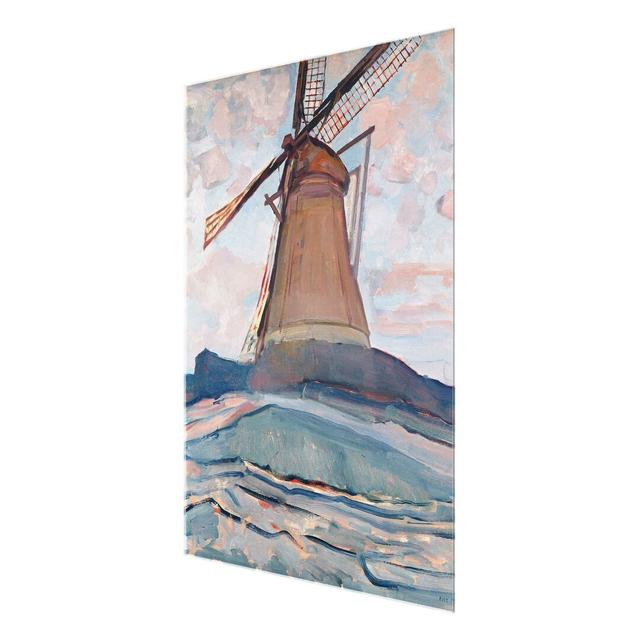 Windmill by Piet Mondrian - Painting Print on Glass East Urban Home Size: 100cm H x 75cm W x 0.4cm D on Productcaster.