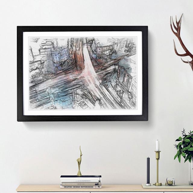 Urban City Lights in Abstract - Picture Frame Graphic Art Print East Urban Home Frame Option: Black Framed, Size: 27cm H x 36cm W x 2cm D on Productcaster.