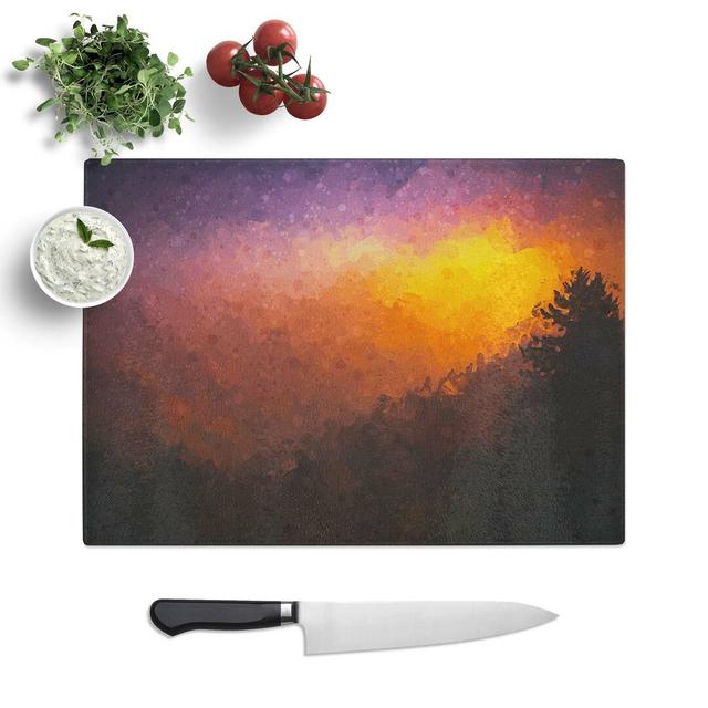 Tempered Glass Dawn in the Smoky Mountains Chopping Board East Urban Home Size: 28.5 cm W x 20 cm L on Productcaster.