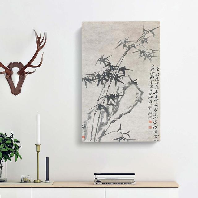 Bamboo and Rock by Zheng Xie - Wrapped Canvas Painting Print East Urban Home Size: 60cm H x 40cm W x 3cm D on Productcaster.