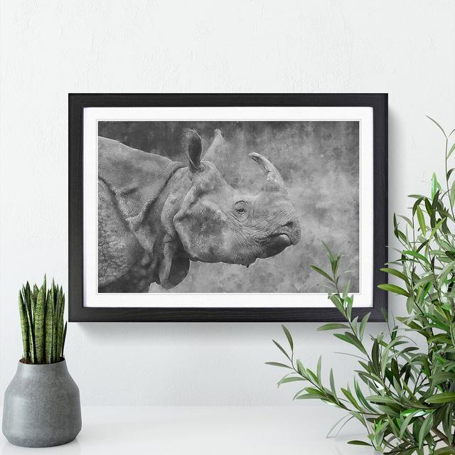 A Rhino - Picture Frame Painting East Urban Home Frame Option: Black Framed, Size: 36cm H x 48cm W x 2cm D on Productcaster.