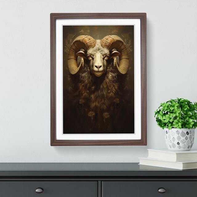 Ram Sheep Victorian - Single Picture Frame Print on Wood Brambly Cottage Size: 64cm H x 46cm W x 2cm D, Format: Walnut Framed on Productcaster.