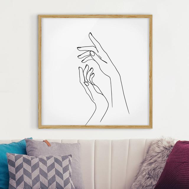 Line Art Hands - Picture Frame Graphic Art Metro Lane Size: 50cm H x 50cm W x 2cm D, Matte Colour: No Matte, Format: Brown on Productcaster.