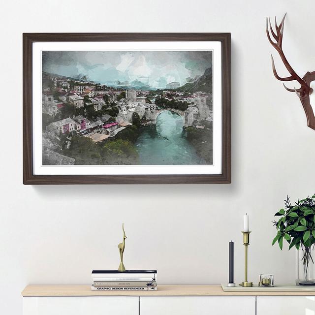 Stari Most Bridge in Abstract - Picture Frame Graphic Art Print East Urban Home Frame Option: Walnut Framed, Size: 48cm H x 65cm W x 2cm D on Productcaster.