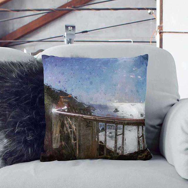 Bixby Creek Bridge in California in Abstract Cushion with Filling East Urban Home Size: 55 x 55 cm, Backing Colour: White on Productcaster.