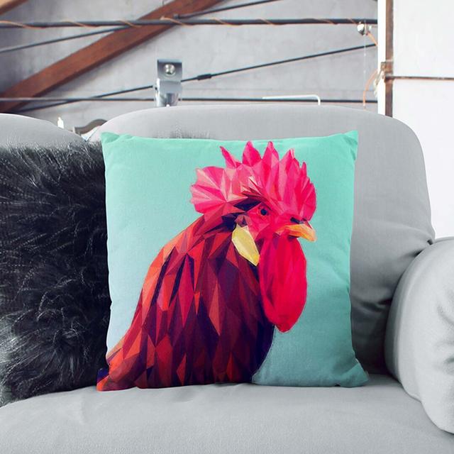 Geometric Rooster in Abstract Cushion with Filling East Urban Home Backing Colour: Stone, Size: 40cm H x 40cm W x 15cm D on Productcaster.