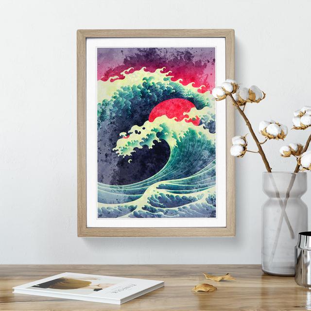 Watercolour Japanese Wave No.2 House of Hampton Matte Colour: White, Format: Oak Frame, Size: 34cm H x 25cm W on Productcaster.