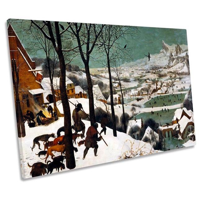 Pieter Bruegel The Elder Hunters In The Snow CANVAS WALL ART Print Union Rustic Size: 61cm H x 91.4cm W x 4cm D on Productcaster.