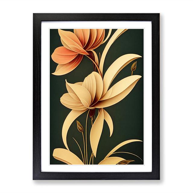 Classical Flower No.3 - Picture Frame Graphic Art Rosdorf Park Size: 64cm H x 46cm W x 2cm D, Frame Colour: Black on Productcaster.