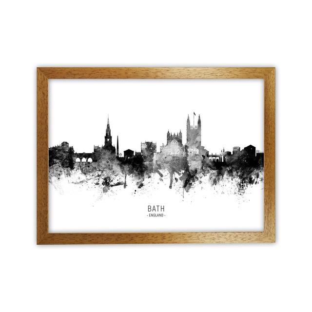 Bath England Skyline Black White City Name by Michael Tompsett - Print Latitude Run Size: 25cm H x 34cm W x 3cm D, Format: Brown Framed on Productcaster.