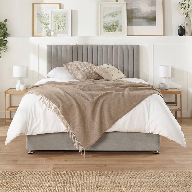 Iroh Coilsprung Divan Bed Set Fairmont Park Size: Small Double (4'), Colour: Silver, Storage Type: 2 Drawers on Productcaster.