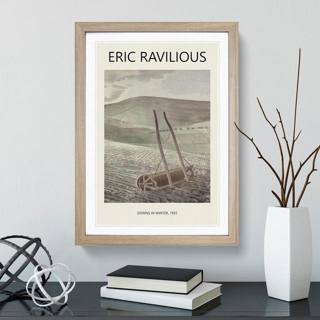 Downs In Winter by Eric Ravilious - Single Picture Frame Print East Urban Home Size: 65cm H x 48cm W x 2cm D, Frame Option: Oak Framed on Productcaster.