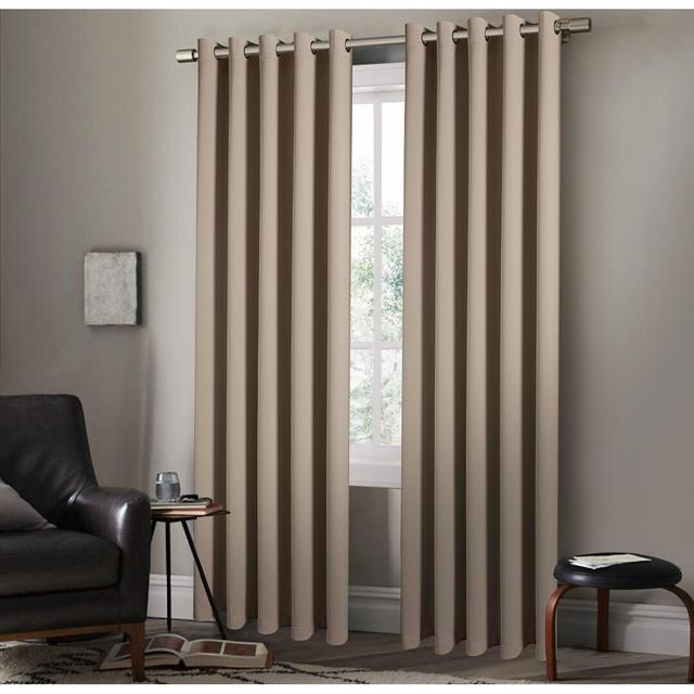 Folkhard Eyelet Blackout Thermal Curtains 17 Stories Colour: Beige, Panel Size: Width 168 x Drop 229 cm on Productcaster.