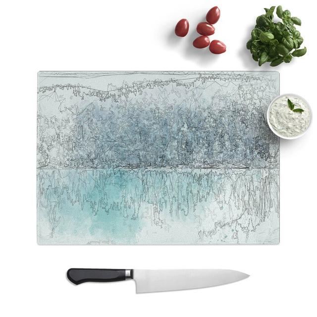 Tempered Glass Sketch of Lake Louise Chopping Board East Urban Home Size: 39 cm W x 28.5 cm L on Productcaster.