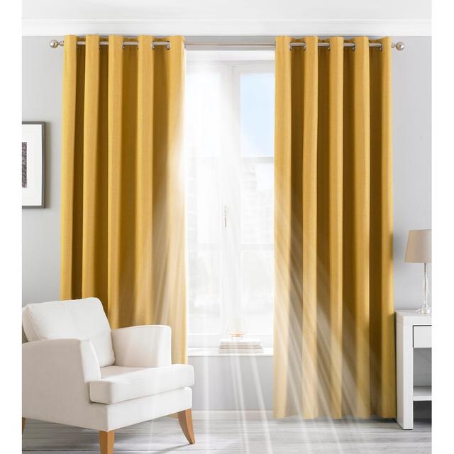 Mirso Eyelet Blackout Thermal Curtain (Set of 2) 17 Stories Colour: Ochre Yellow, Panel Size: Width 168 x Drop 229 cm on Productcaster.