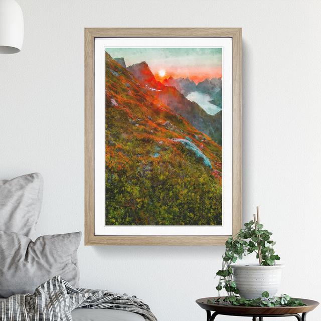 Mountains in Lofoten Norway - Picture Frame Painting East Urban Home Frame Option: Oak Framed, Size: 65cm H x 48cm W x 2cm D on Productcaster.