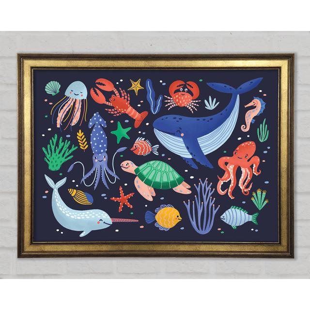 Creatures Of The Sea Childrens - Print House of Hampton Size: 84.1cm H x 118.9cm W x 1.5cm D on Productcaster.