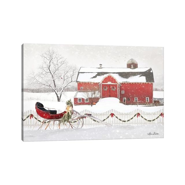 Christmas Barn With Sleigh by Lori Deiter - Wrapped Canvas Print The Seasonal Aisle Size: 46cm H x 66cm W on Productcaster.